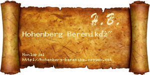 Hohenberg Bereniké névjegykártya